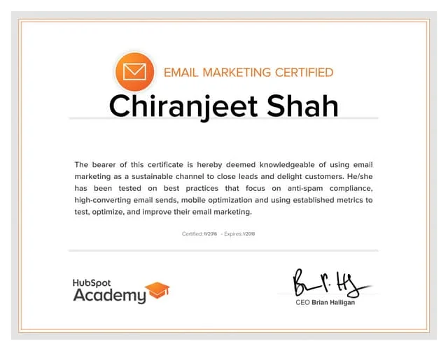 Email marketing certificate